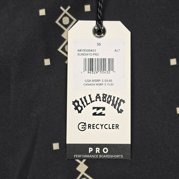 Billabong Sundays Pro Boardshorts Mens Size 36 Recycler Performance‎ Shorts - Picture 2 of 8